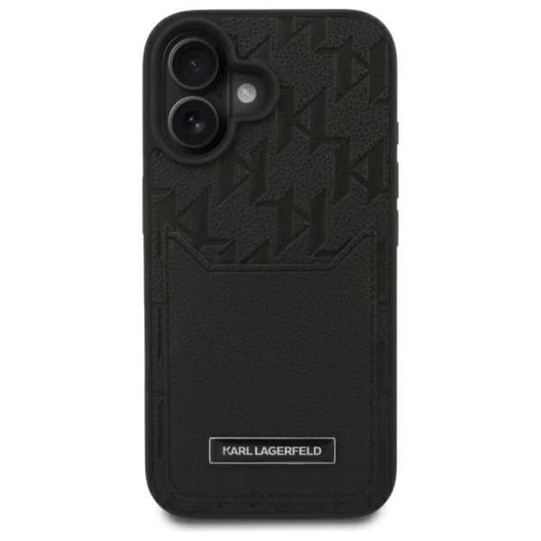 Karl Lagerfeld Cardslots Monogram - iPhone 16 -kotelo (musta)