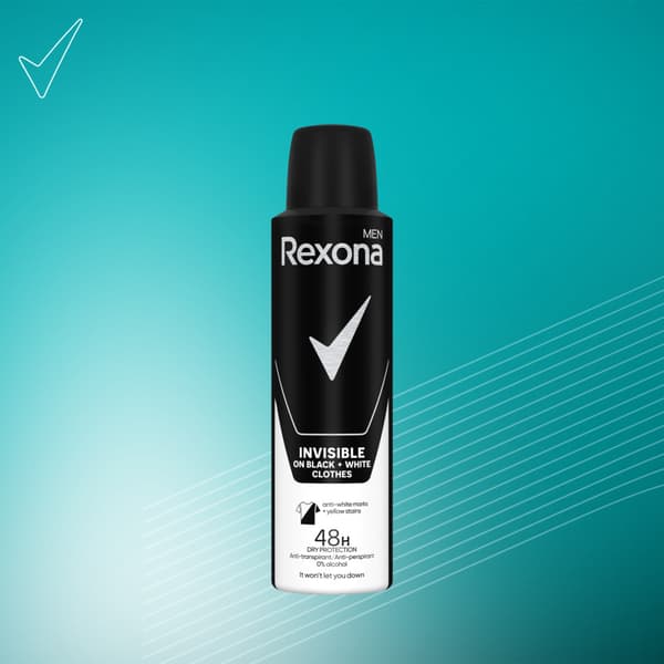 534444 Rexona Mænd Spray Usynlig Sort & Hvid
