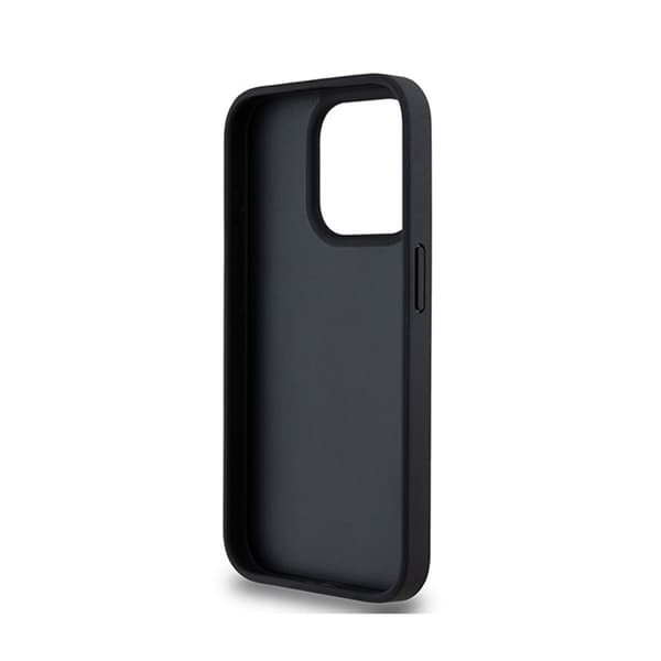 DKNY Læder Ternet Mono Mønster & Trykte Striber - iPhone 15 Pro Max Etui (Sort)