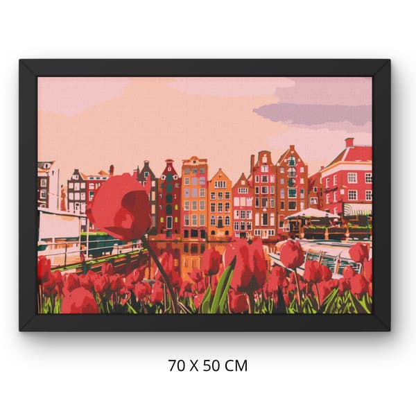 Måla efter siffror-tavel med ram Amsterdams skönhet 70x50 cm