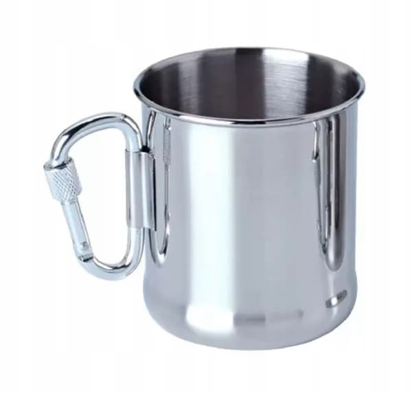 Resemugg i rostfritt stål med karbinhake 250 ml, polerad krom