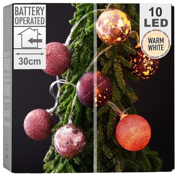 Glødende LED-kugler 10 LED lilla 4 cm