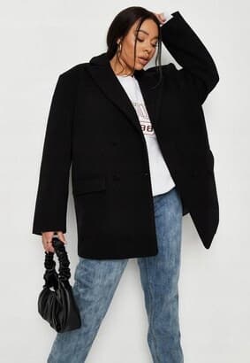 Missguided plus sort efterårsovergangsfrakke til kvinder, størrelse 44