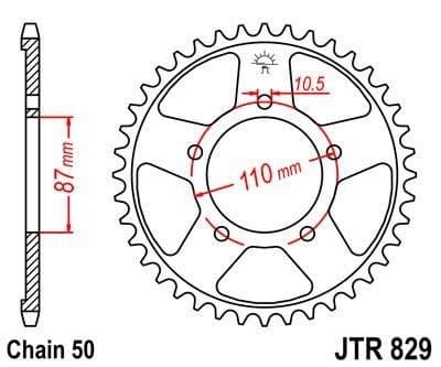 JT R829-47 stål baghjul, 47T, størrelse 530