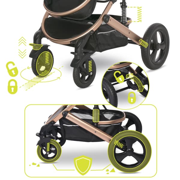 Lorelli Boston - 2-in-1 monitoimirattaat | Musta + adapterit