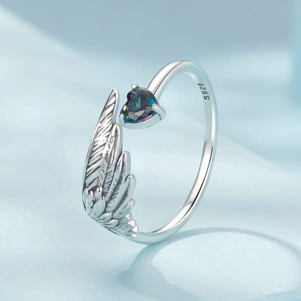 Silver universalring ÄNGLAVINGE och hjärta silver 925