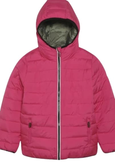 Superdry vinterjacka för flickor reversibel rosa kamouflage quiltad 152