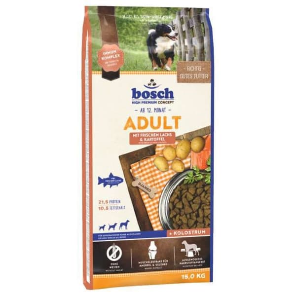 Bosch tørfoder til voksne hunde med laks og kartofler 15 kg