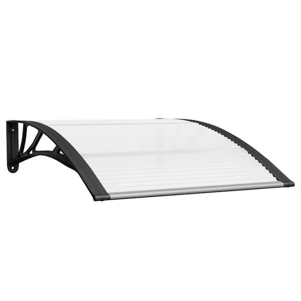 vidaXL dørmarkise sort og transparent 100x75 cm polycarbonat