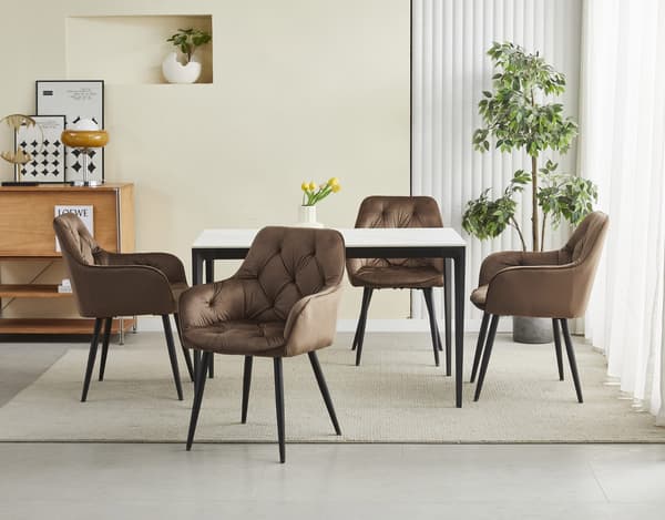 JORK stol - brun sammet / svarta ben x 2