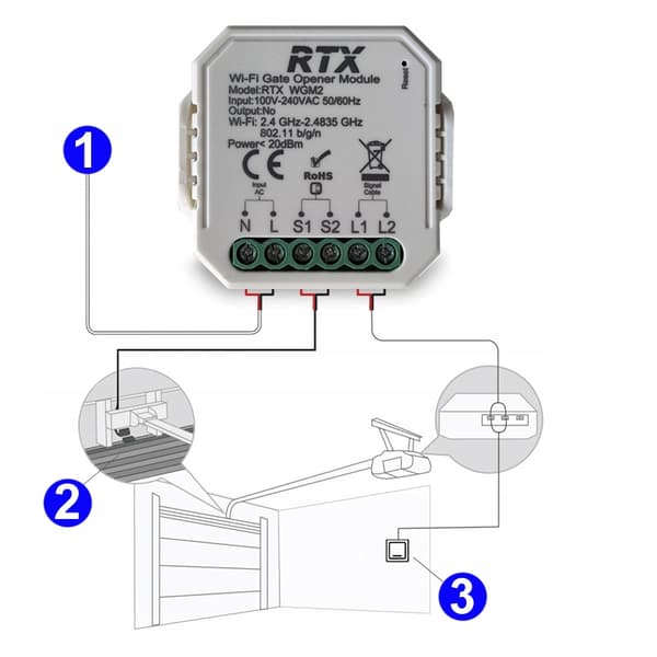 TUYA SMART WIFI GARAGEPORTSTYRING + SENSOR