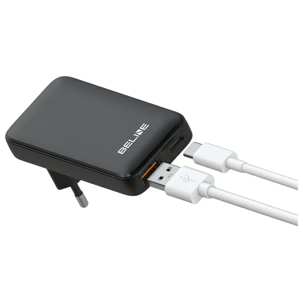 Beline Oplader 1x USB-C + 1x USB 65W sort (kun hoved) PD 3.0 + QC 3.0 BLN2CW65