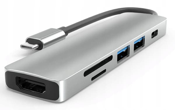 Adapter 6-i-1-hubb USB-C HDMI 4K SD Macbook Pro/Air