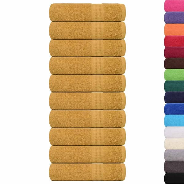 vidaXL Duschhanddukar 10 st guld 360 gsm 100 % bomull