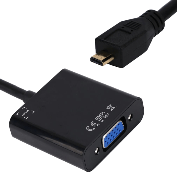 Adapter micro HDMI til VGA + audio jack 3.5 mm konverter for billede og lyd