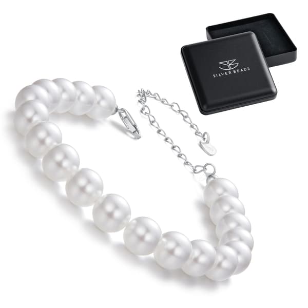Silverarmband med pärlor, 925 silver, storlek L