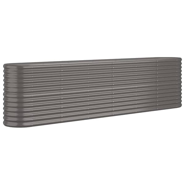 vidaXL Upphöjd planteringslåda pulverlackerad stål 260x40x68 cm grå