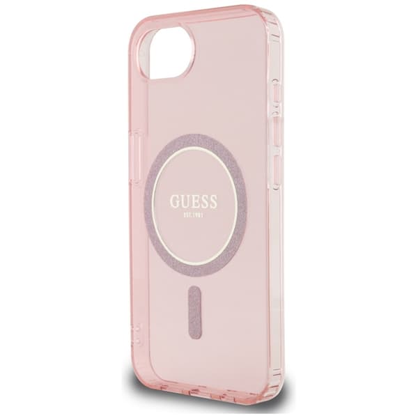 Guess IML Glitter Circle MagSafe – Skal till iPhone 16e (rosa)