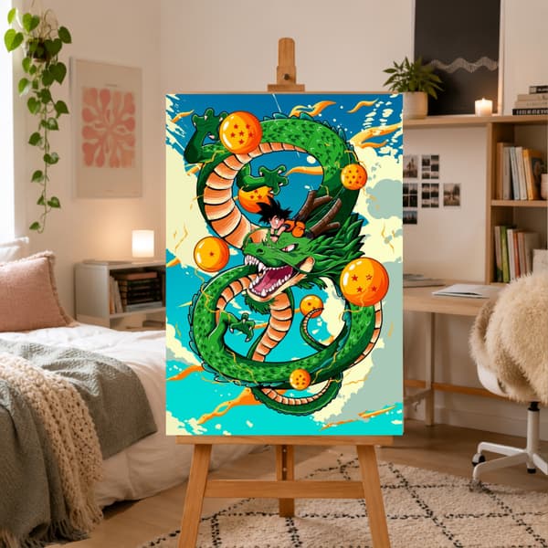Dragon Ball maling efter tal med ramme 50x70 cm