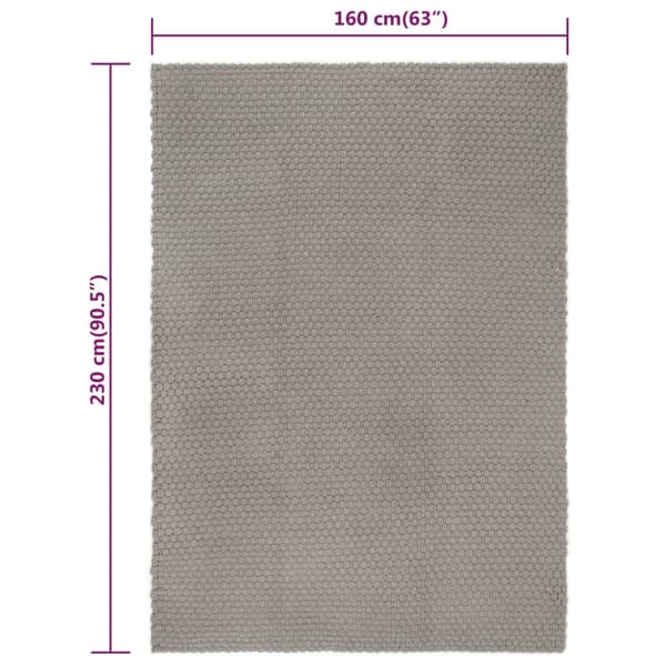 vidaXL Rektangulär matta, grå, 160x230 cm, bomull