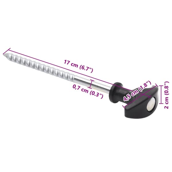 vidaXL Tältpinnar, 12 st, 17 cm, Ø7 mm, galvaniserat stål