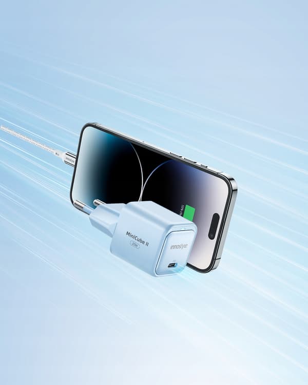 INNOSTYLE HURTIGOPLADER CUBE USB-C 20W USB TYPE C GAN II TIL IPHONE LED