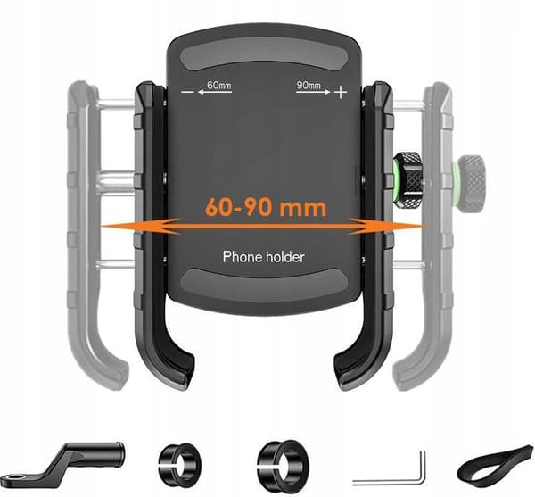 Biketec pyöräpuhelinpidike ohjaustankoon tai peiliin R9-metalli