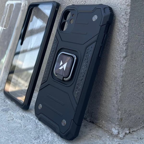 Wozinsky Ring Armor iPhone 14 Pro Armored Fodral Magnetiskt Hållare Ring Silver