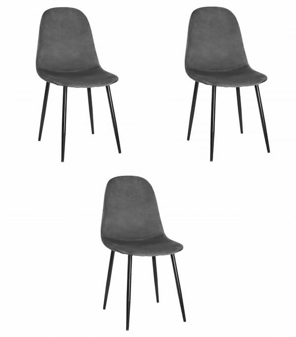 COMO stol - mørkegrå fløjl x 3