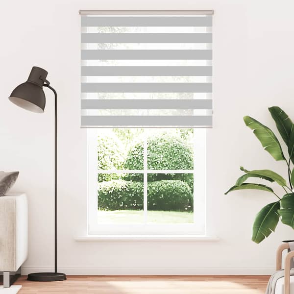 vidaXL Zebrarullgardin, ljusgrå, tygbredd 125,9 cm, polyester