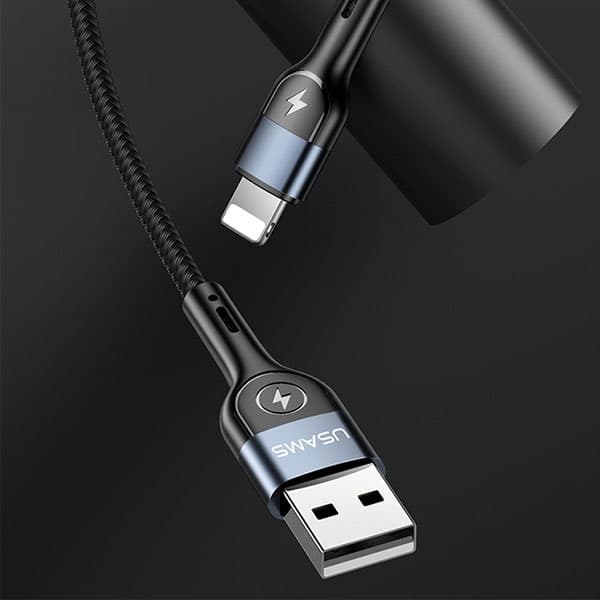 USAMS Flätad U48 lightning-kabel 1,2 m2A Snabbladdnings-LED grön/grön SJ423USB02 (US-SJ423)