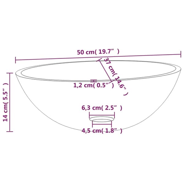 vidaXL glasvask 50x37x14 cm hvid