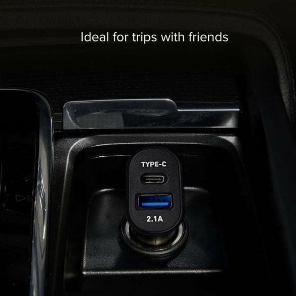 SBS Billaddare USB Typ-C 3A + USB-A 2.1A Svart