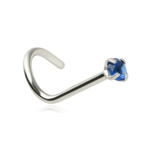 Näsring med marinblå zirkon - silver - NS-006 0.8/6.5/2