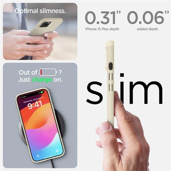 Spigen Tunt Passformsskal till iPhone 15 Plus – Beige