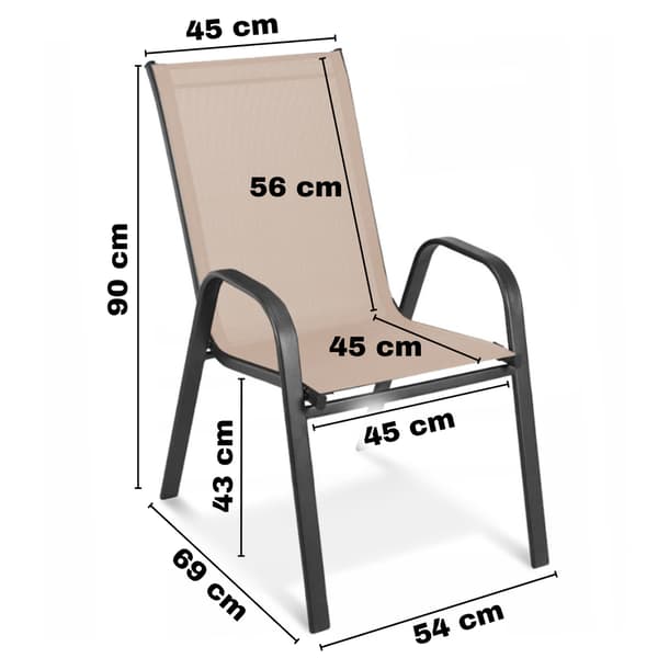 Taupe metall trädgårdsstol, 4 stycken