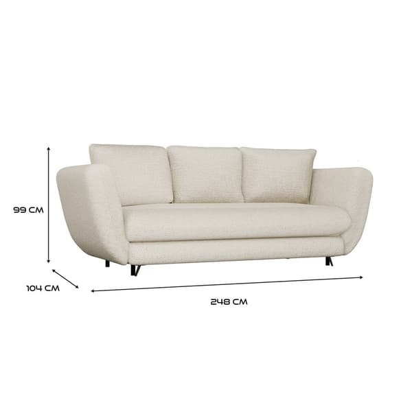 SARIS 3-SITS SOFFA MED SOFUNKTION BEIGE SVARTA BEN FÖR VARDAGSRUM