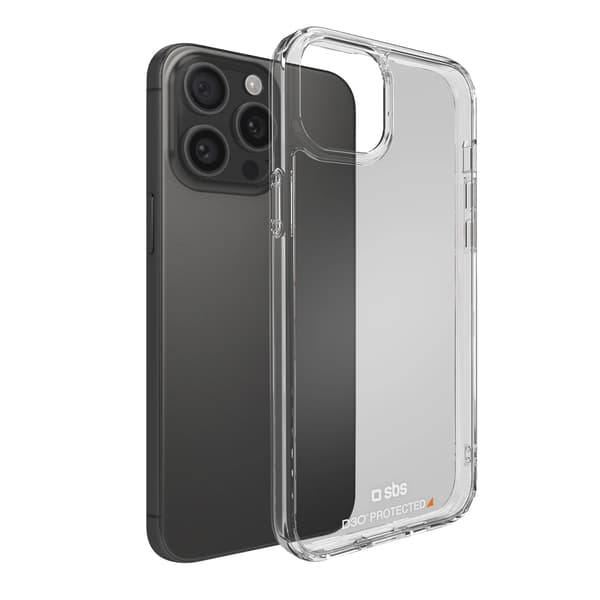 SBS D3O-cover til iPhone 15 Pro Max - Gennemsigtig