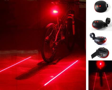 5 LED BAGLYGTE TIL CYKEL MED LASER OG 5 TILSTAND