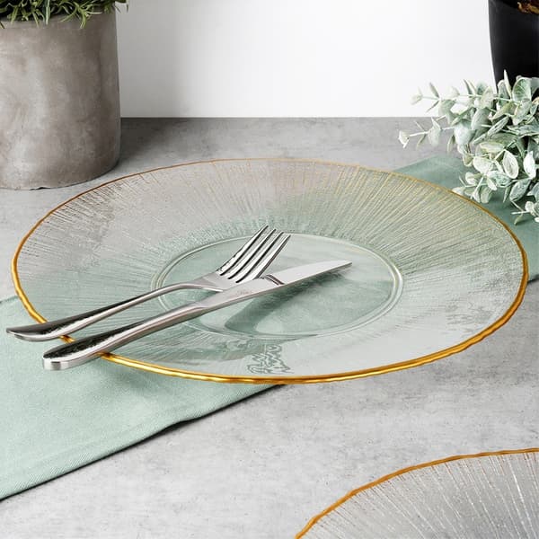 Gylden flad glas serveringsfad 30 cm