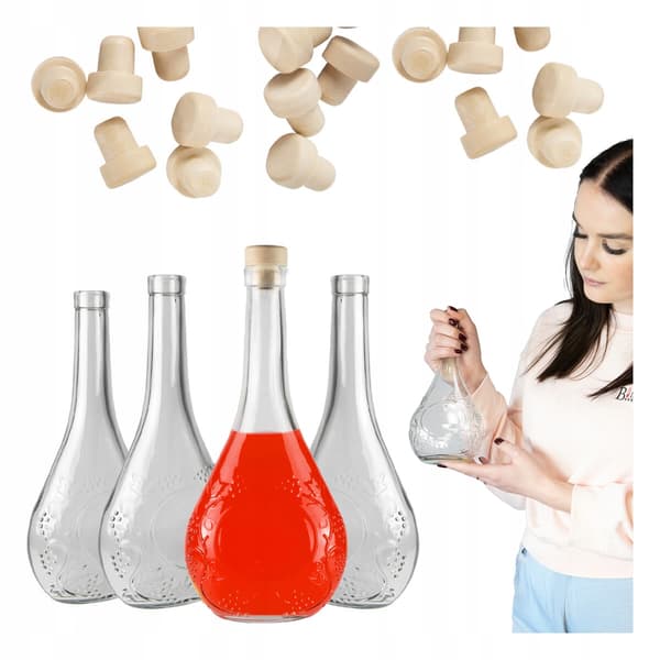 5x flaskor med GRAPE 500ml glasflaskor för likörer, juice, vin, hembränt 0,5l