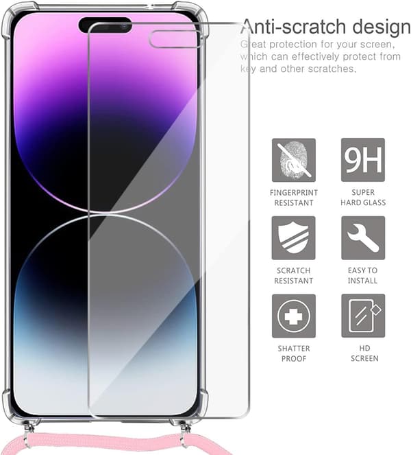 ETUI TIL APPLE IPHONE 14 PRO MAX TRANSPARENT ETUI MED GLASSTILUS