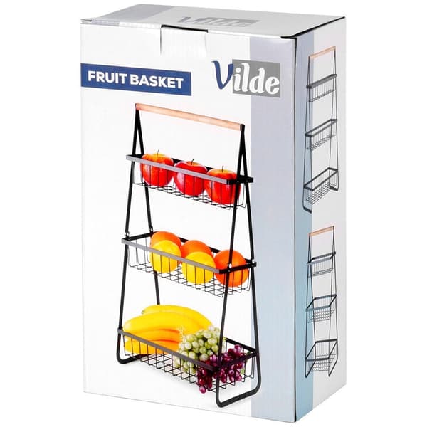 Frugtkurv metal sort 3-niveau