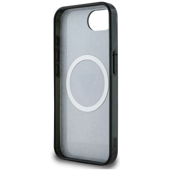 Guess IML Metal Glitter 4G Circle Triangle MagSafe - iPhone 16e-skal (svart)