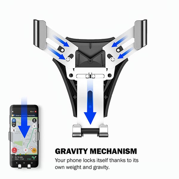 Crong Gravity Auto-Clip Bilholder - Gravity bilholder til 4,7"-6,5" telefoner (sort)