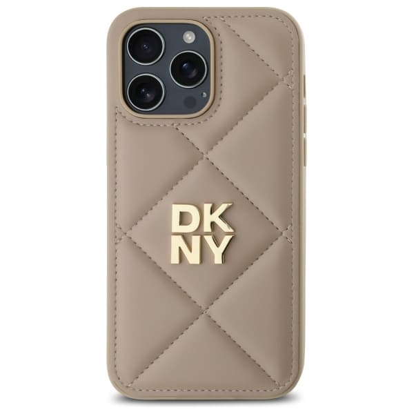 DKNY DKHCP14LPQDSLE iPhone 14 Pro 6.1 Beige Quiltet Stack Logo