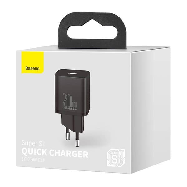 Baseus Super Si Hurtigoplader 1C 20W Vægoplader (Sort)