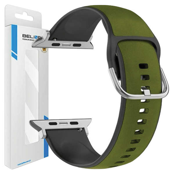 Beline Apple Watch Silikone Læderrem 38/40/41mm Grøn-Sort/Grøn-Sort Æske