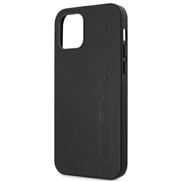 AMG AMHCP12LDOLBK iPhone 12 Pro Max 6,7 sort/sort hårdt cover læder varmpræget