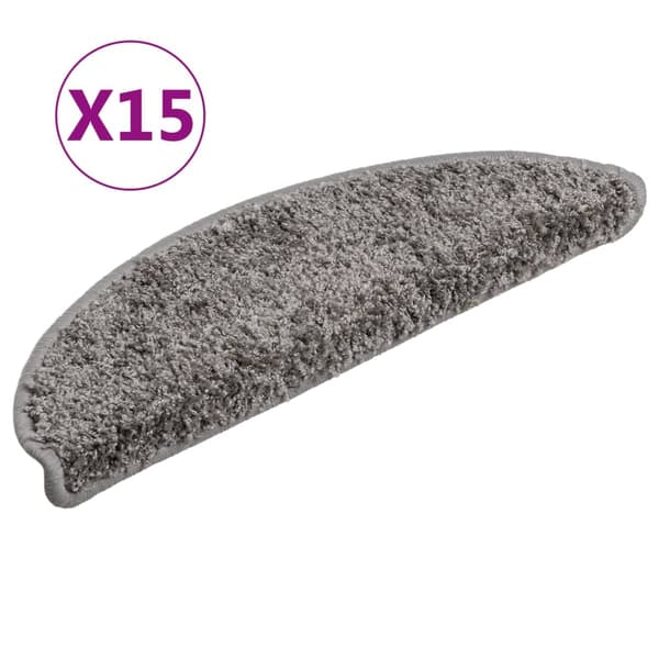 vidaXL trappemåtter 15 stk. 56x17x3 cm grå halvcirkelformede